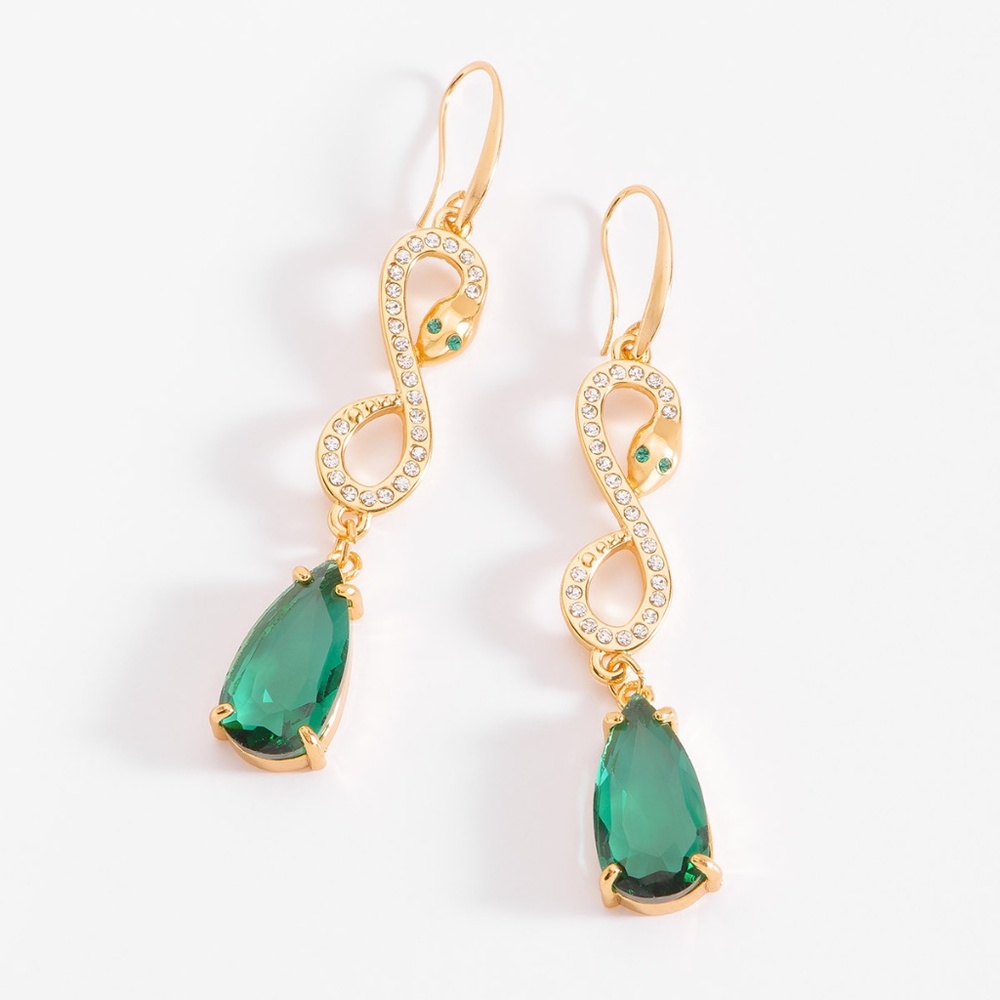 New Long gold plated earrings snake infinity design